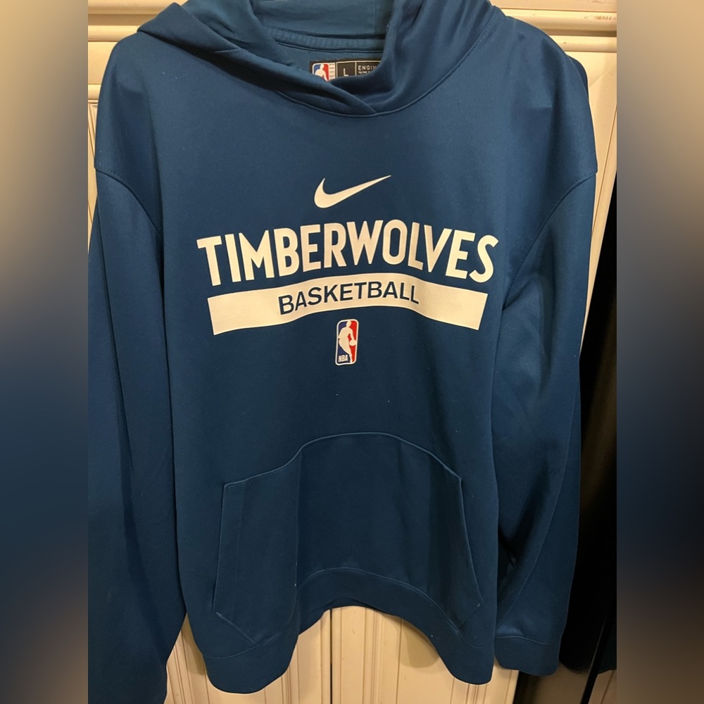 Minnesota Timberwolves Nike Dri-Fit Hoodie Authentic Mens L Blue